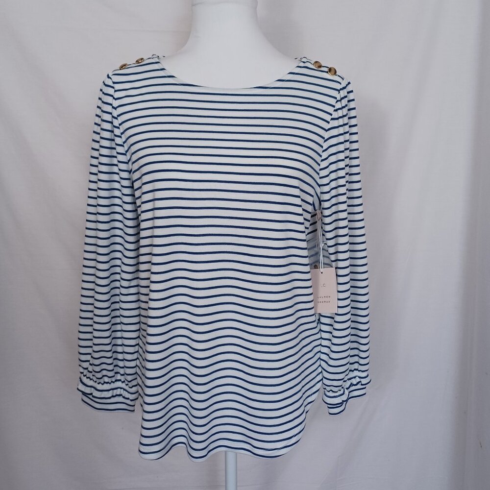 NWT! Lauren Conrad Button Shoulder Tee
